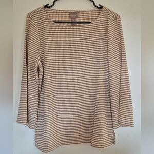 Chico's Tan and White 3/4 Sleeve Boxy Tunic